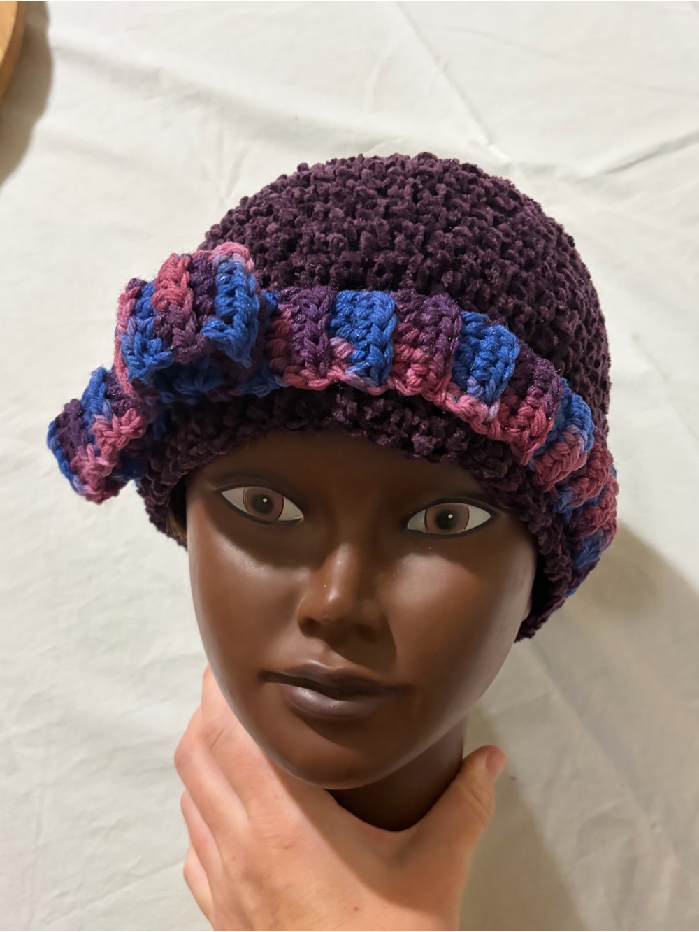 Crochet beanie with bow